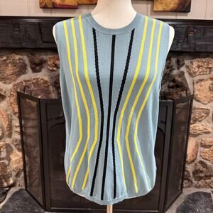 Jamie Sadock Women's Blue Retro Sleeveless Sweater Vest Golf Active Preppy sz L